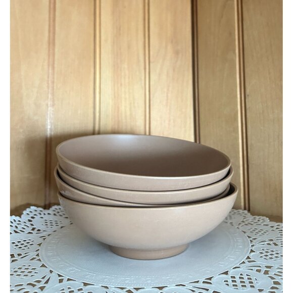 Vintage Texas-Ware Melamine Light Brown Set Of 4 Bowls Salad Luncheon BBQ Mid Ce - Picture 1 of 5